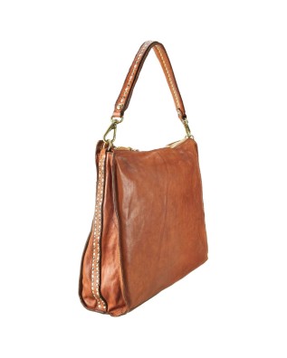 Campomaggi - Borsa a spalla grande in pelle con rivetti Kura 2