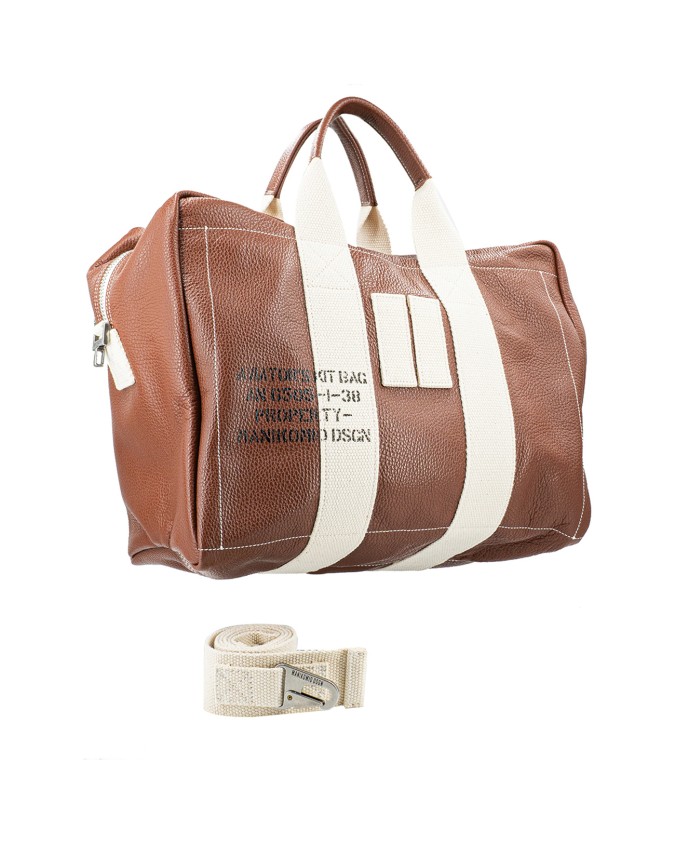 Manikomio Design - Borsa a mano grande in pelle  Aviator's Kit Bag con tracolla