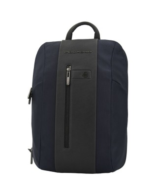 Piquadro - Zaino slim in tessuto e pelle espandibile porta pc 15''